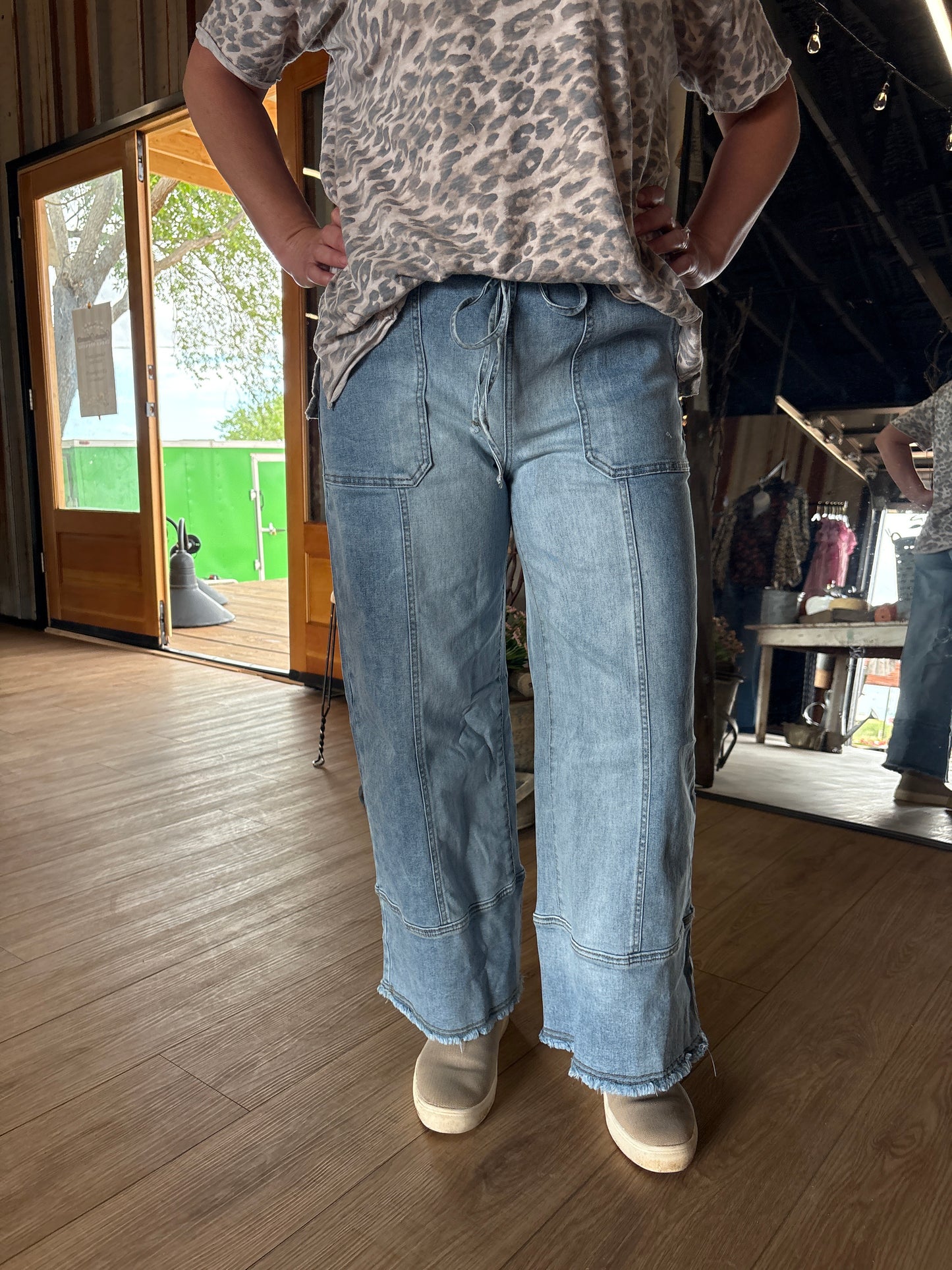 Light Denim Patched Pants
