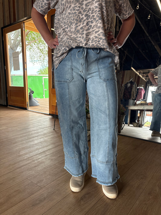 Light Denim Patched Pants