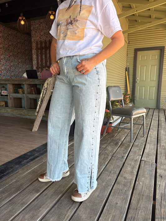 Studded Denim Pants