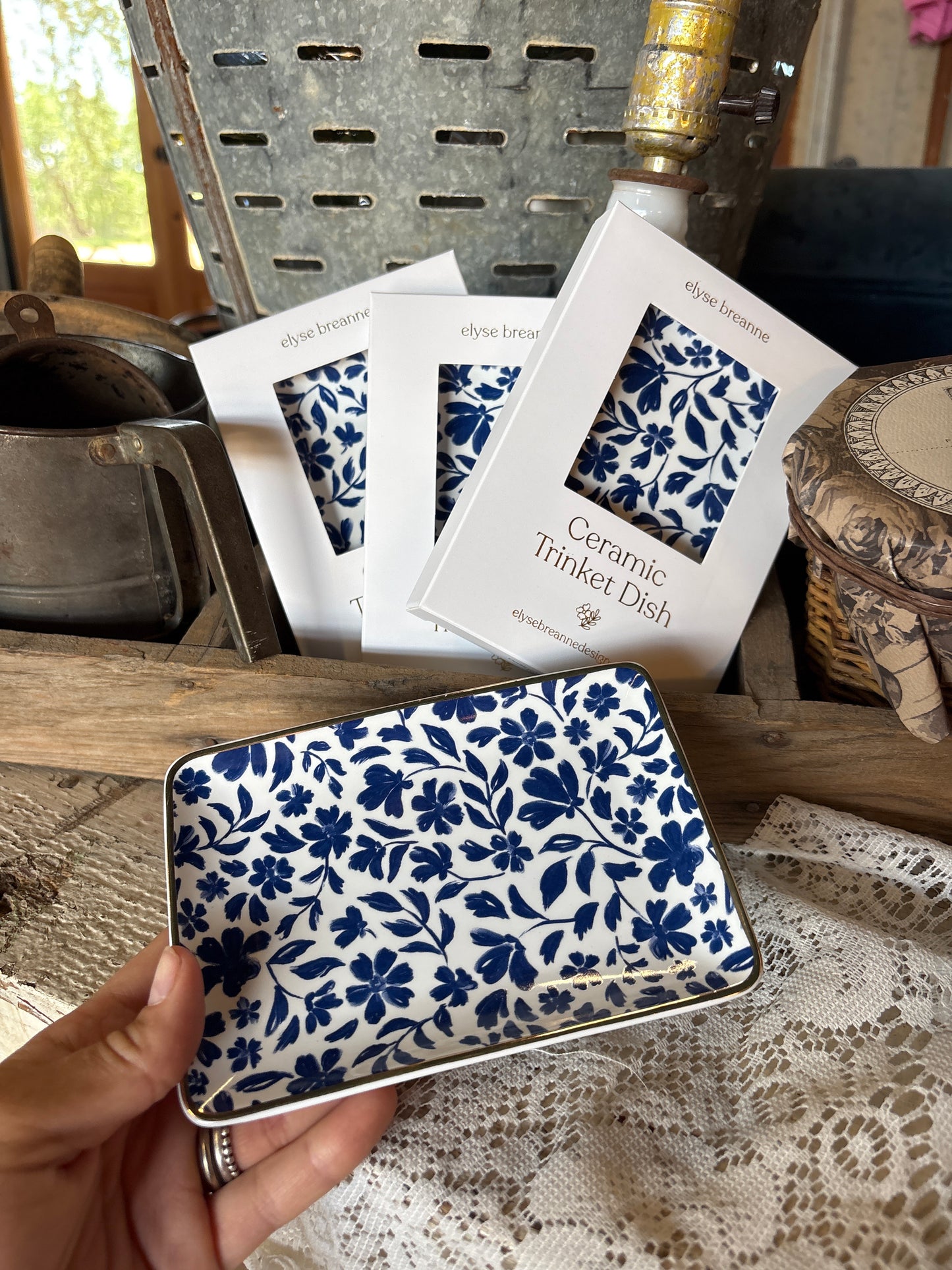 Blue Floral Trinket Plate