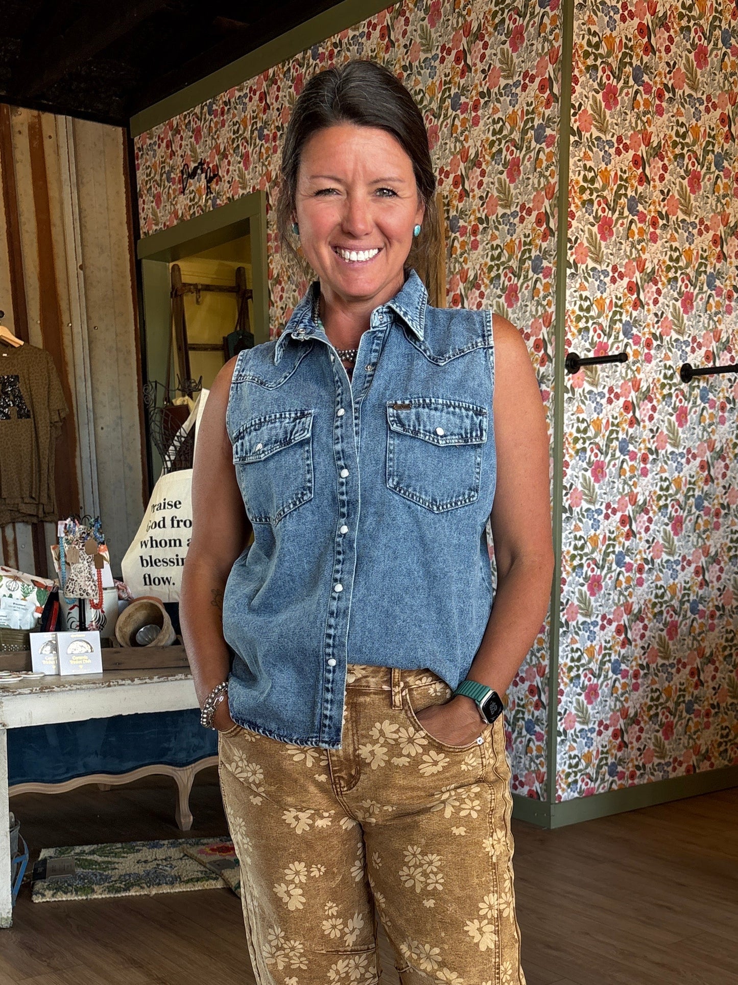 Brown Floral Pants