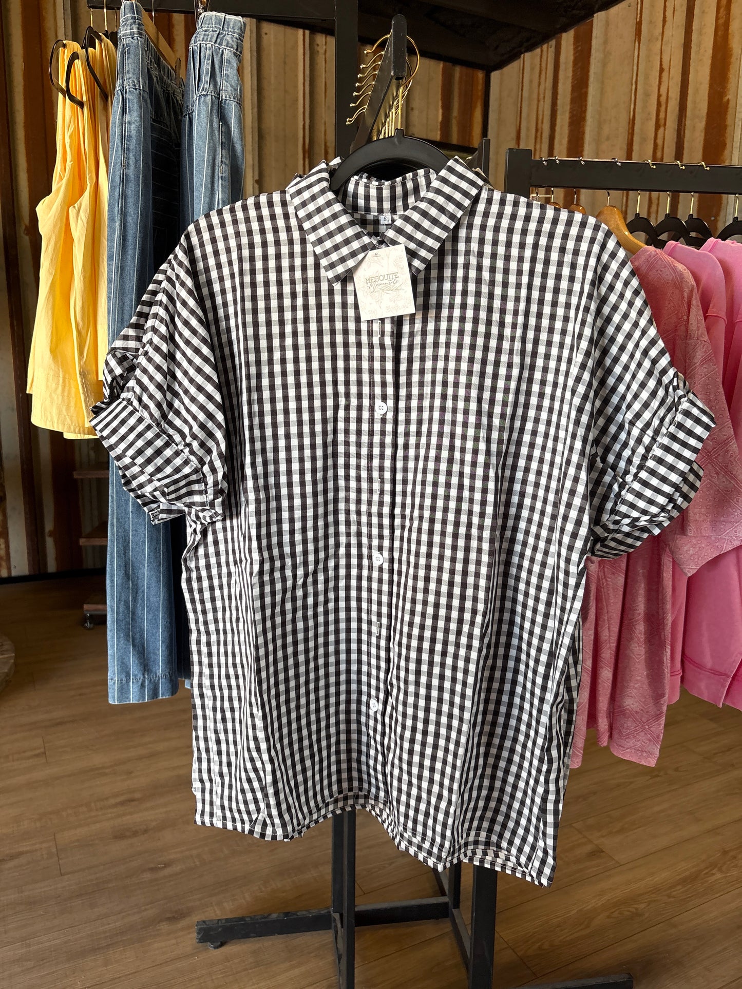Gingham Bottom up Blouse