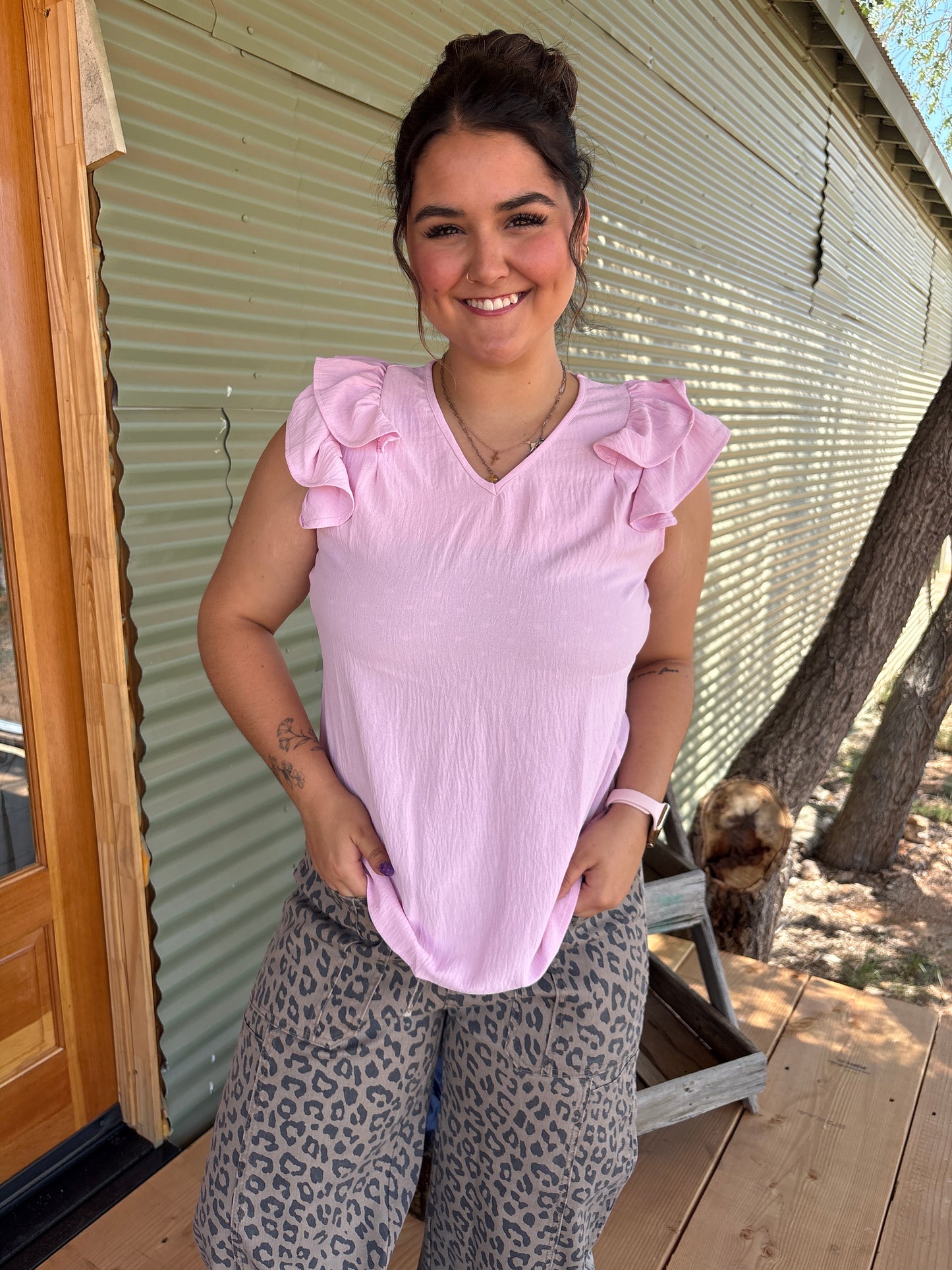 Pink Ruffled Blouse