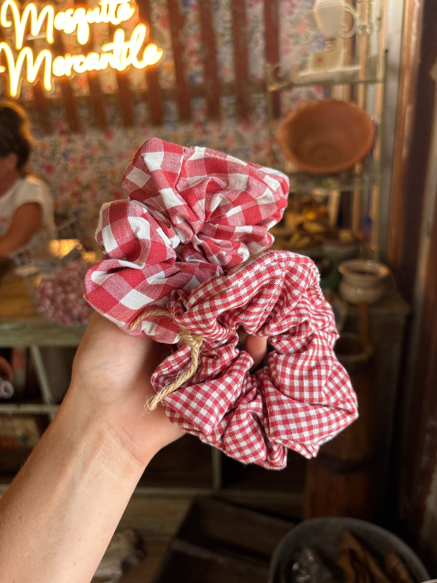 Red Gingham Scrunchies