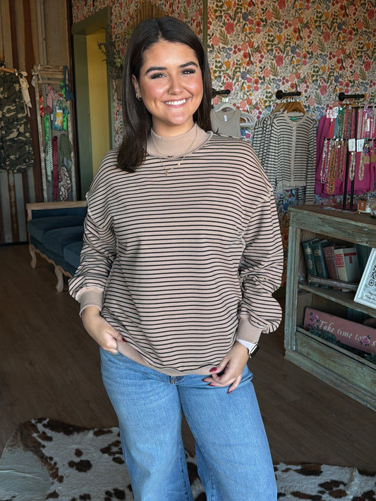 black and coffee striped pullover
