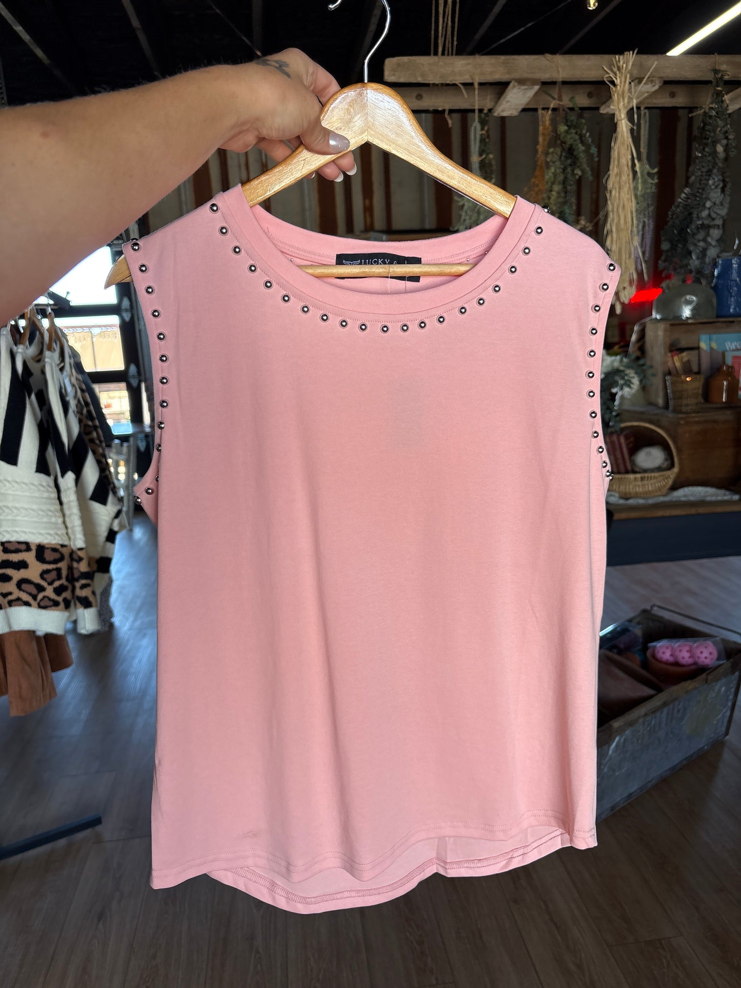 Pink Studded Tank