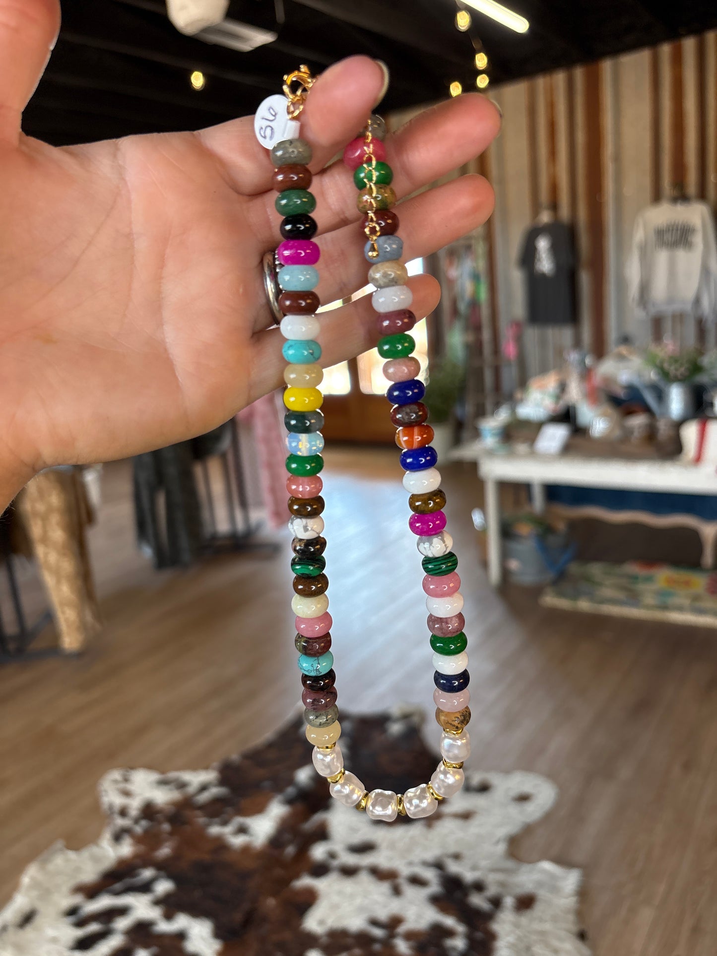 Brylee Beaded Necklace- Rainbow