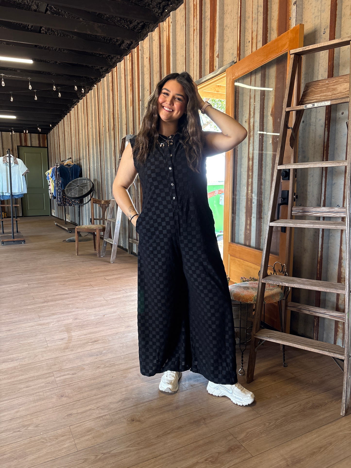 Black Checkered Romper
