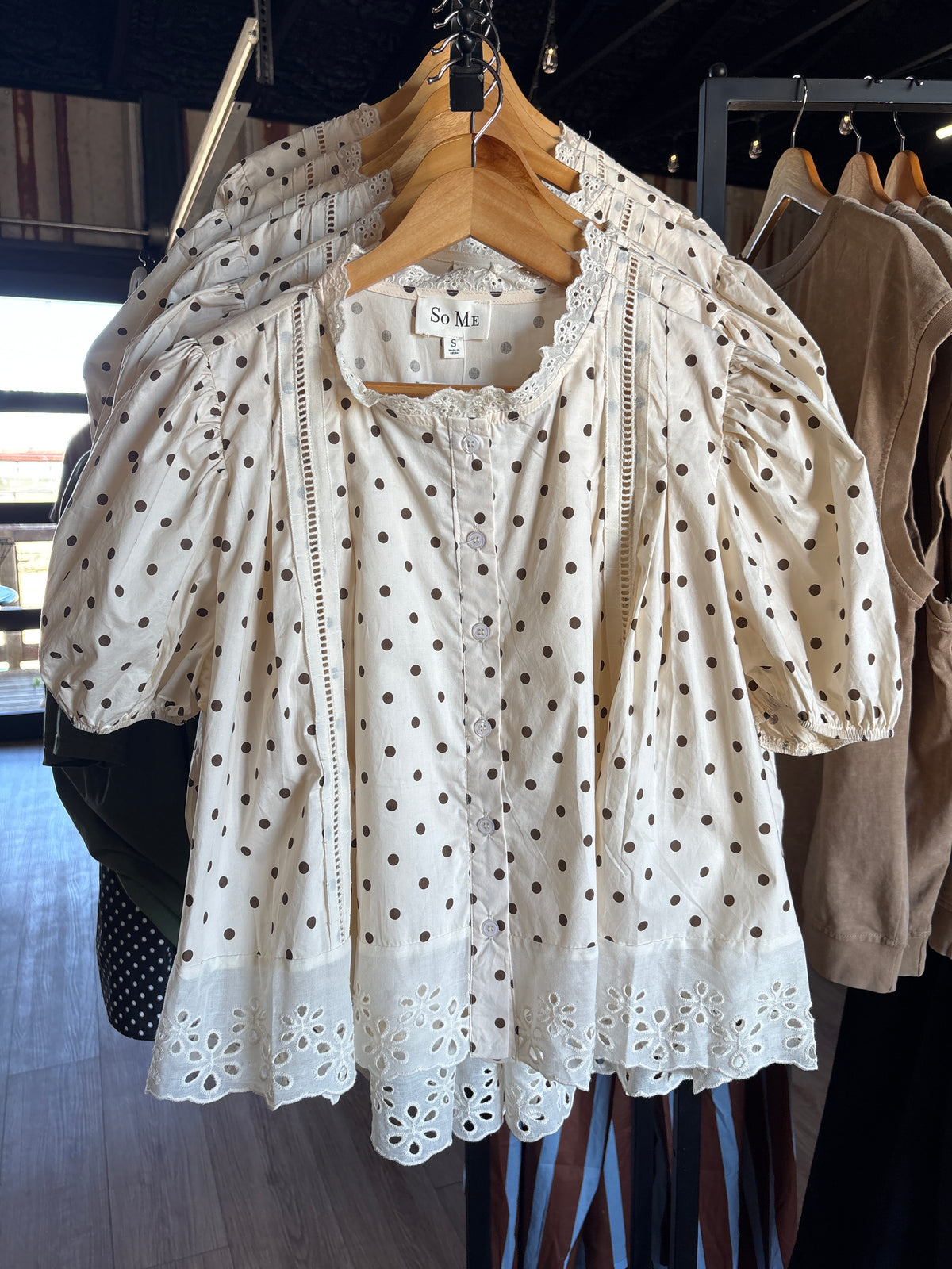 The Lace Trim Polka Dot Top