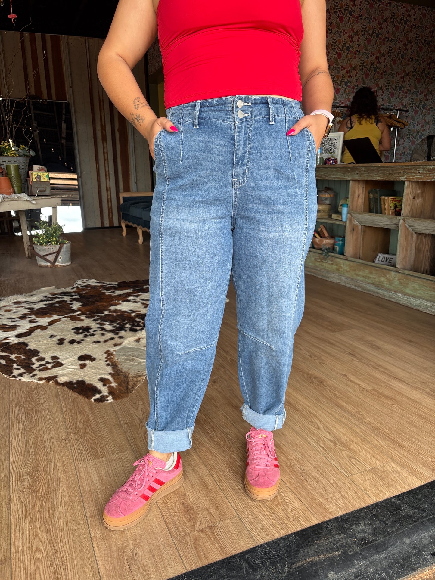 Medium Wash Barrel Jeans