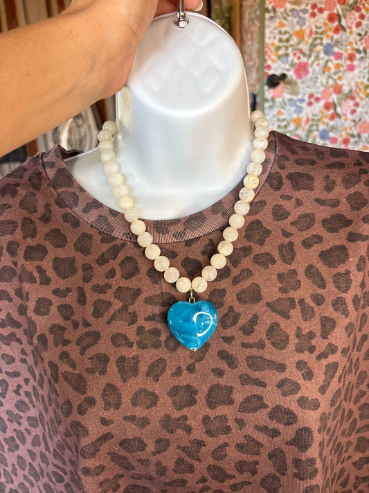 Turquoise Heart Beaded Necklace