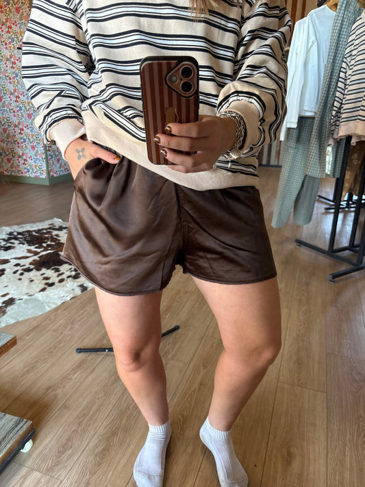 Espresso silk shorts