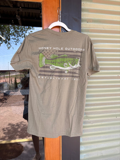 Honey Hole Bass Flag Mens Tee