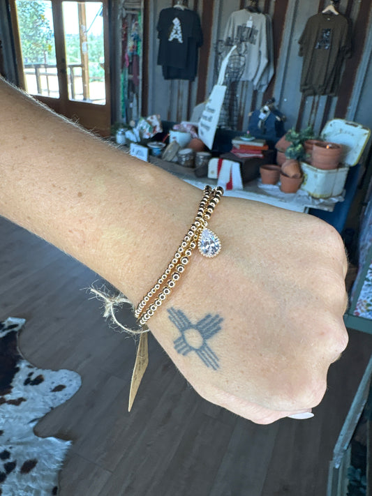 Diamond Drop Stretch Bracelet Stack