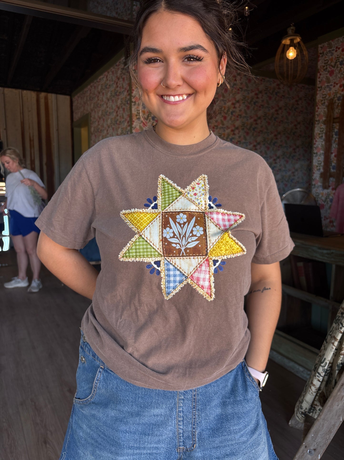 Brown Quilted Tee