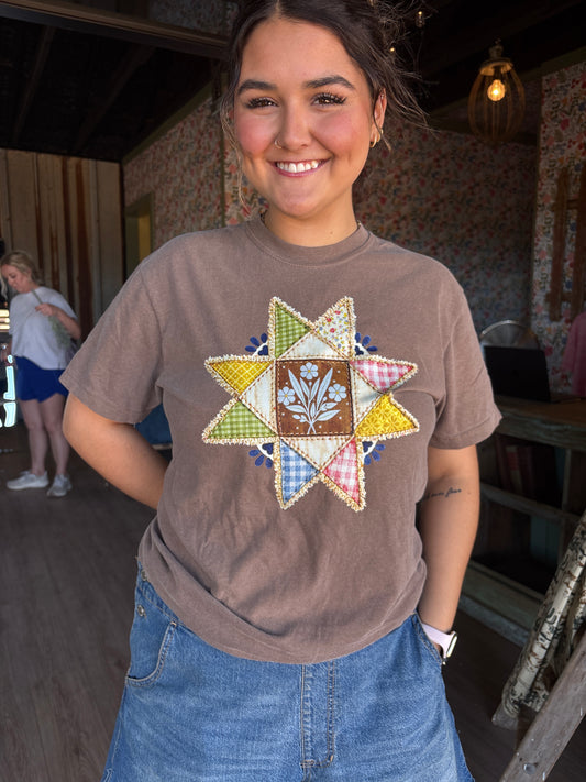 Brown Quilted Tee