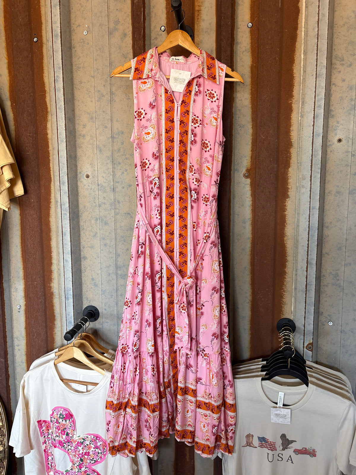 Pink Cutoff Maxi Dress