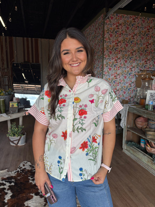 Floral button up blouse
