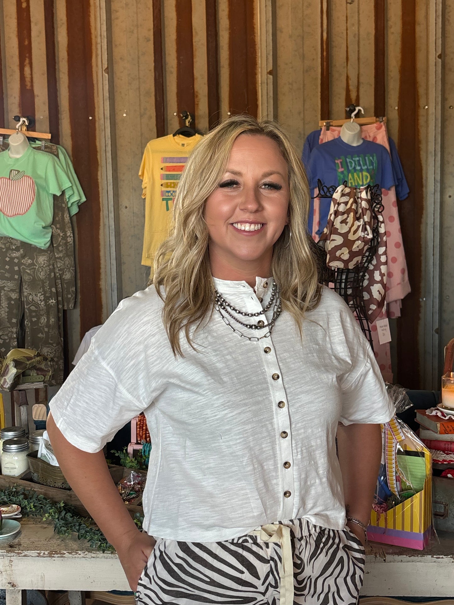 White Button Tee