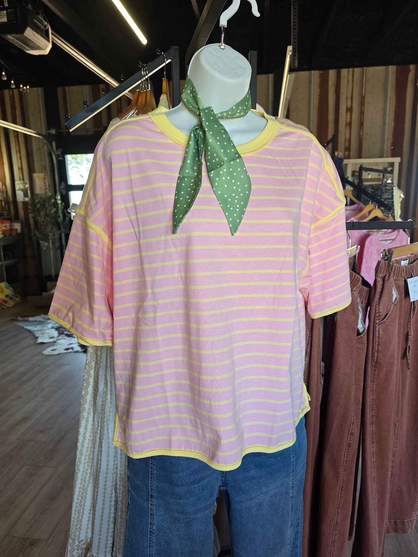Pink & Yellow Striped Tee